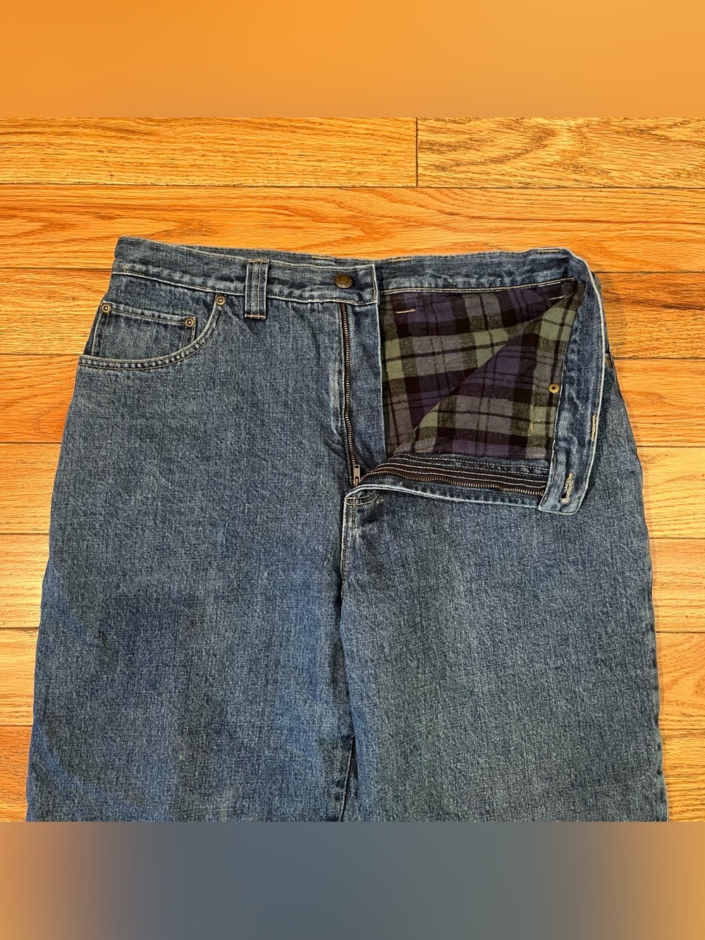 Woolrich Men’s Flannel Lined Blue Jeans Size 34